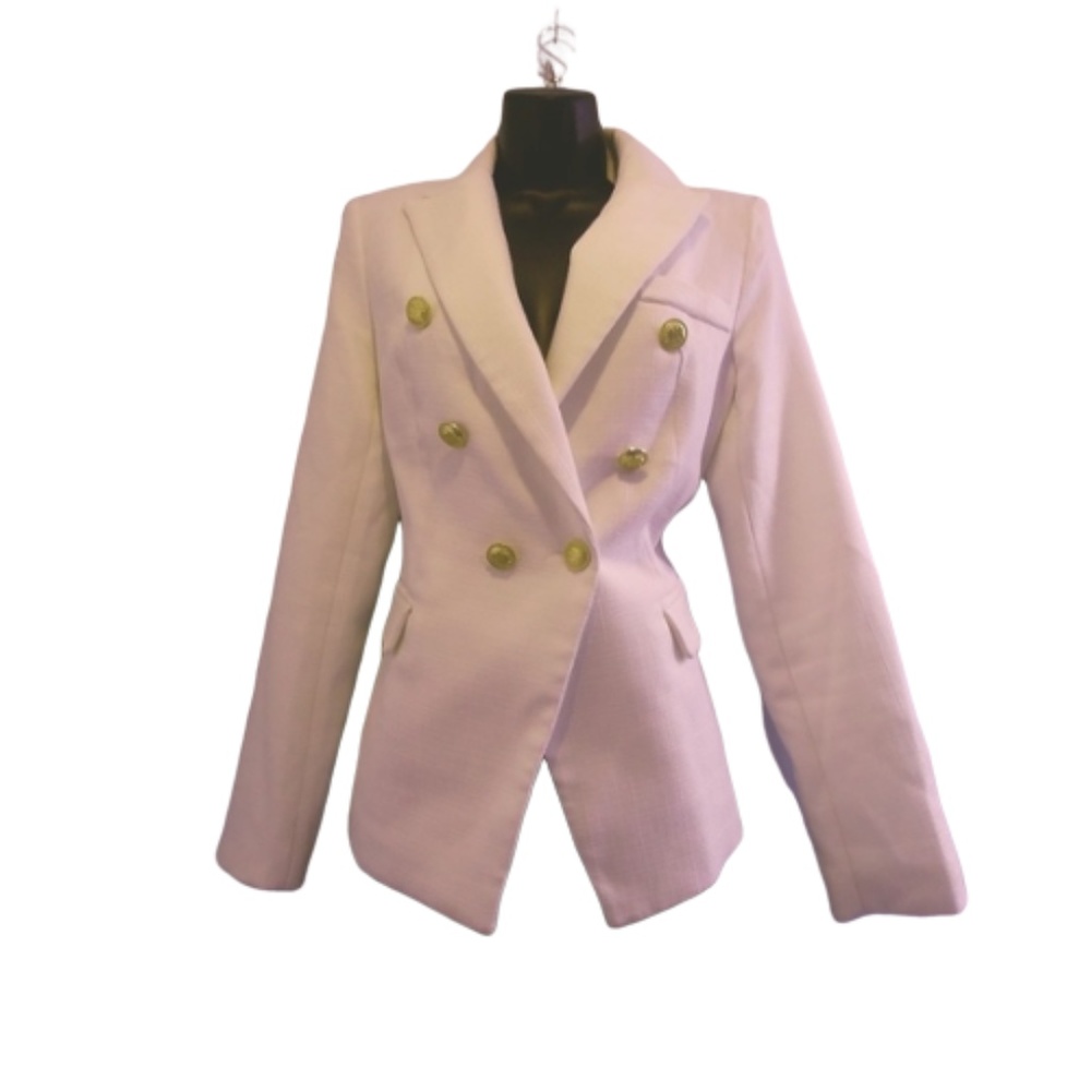 Attentif Double Breasted Brilliant White Blazer